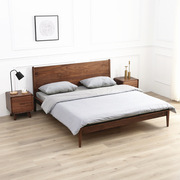 北欧黑胡桃木全实木双人床白橡木双人床简约现代极简式卧室床家具