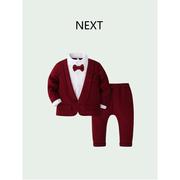 英国NEXT婴儿小西装套装2024春装男童长袖周岁礼服两件套绅士西服