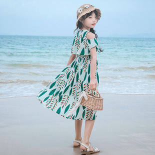 女童连衣裙洋气海边公主裙中大童夏装2023儿童背心沙滩度假裙