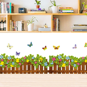 贴花田园植物盆栽可移除墙贴装饰过道客厅腰线踢脚线贴画贴纸自粘