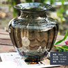 摆件装饰大透明琥珀式花瓶浮雕巴洛克灰器北欧复古玻璃风格