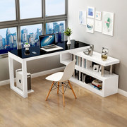 转角书桌书架一体桌，书柜电脑台式桌子写字家用角落电脑桌简约卧室