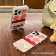 创意金属折叠支架草莓蛋糕适用苹果15promax手机壳iPhone14保护套13Pro小众12个性卡通女款双层防摔