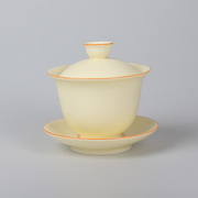汝窑汝瓷三才盖碗功夫茶具泡茶杯家用个人喝茶杯陶瓷创意漂亮茶海