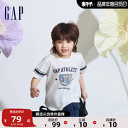 Gap男童2024夏季纯棉数字logo短袖T恤复古风儿童装上衣890534