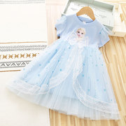 女童连衣裙夏装2025新款春秋爱莎公主裙子冰雪奇缘儿童生日礼服裙