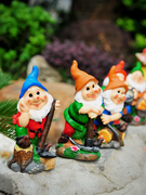 白雪公主七个小矮人摆件，花园装饰用品幼儿园庭院，树脂雕塑园林景观