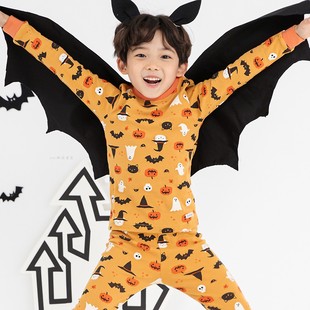 韩国童装2023年ppippi男女童内衣套装儿童衬衣卡通蝙蝠秋衣