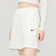 Nike耐克白色短裤女裤2024春季纯棉针织运动裤跑步健身休闲裤