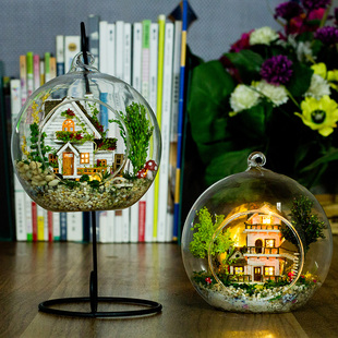 diy小屋爱琴海玻璃球手工制作小房子模型拼装玩具创意生日礼物女