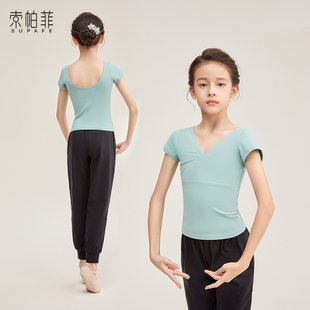5折福利儿童专业上衣舞蹈练功服女童芭蕾舞跳舞短袖套装大