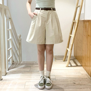小雨良品日系美式工装裤高腰阔腿裤短裤裤子夏季薄款女小个子宽松