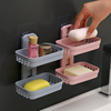 创意免打孔肥皂盒卫生间沥水壁挂香皂盒浴室置物架吸盘双层肥皂架