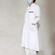 棉布白色长袖女夏季短袖工作服护士服医生实验室学生