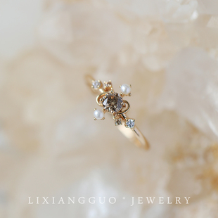 《星象仪》高级感小众设计天然珍珠925纯银镀金戒指女 复古工业风