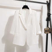 白色小西装外套女七分袖薄款春夏季设计感小众2024西服上衣潮