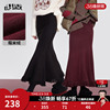 妖精的口袋复古红色半身长裙女2023冬季流苏时髦高级鱼尾裙