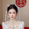 中式结婚发饰新娘头饰古风银色浅紫色琉璃古典汉服秀禾饰品圣女冠