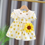女宝宝夏季短袖连衣裙婴儿，01-2-3岁女童小女孩裙子，卡通公主裙