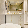美式轻奢岩板橡木浴室柜组合智能镜实木卫浴柜落地式洗脸洗手台盆