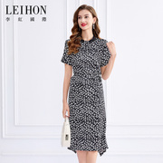 LEIHON/李红国际春夏印花连衣裙抽象印花精致手工钉珠女长裙