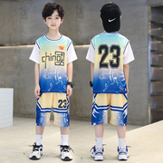 男童夏季童装篮球服中国风短袖运动套装儿童速干23号詹姆斯球衣潮