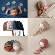 婴儿摄影帽子影楼道具新生儿拍照针织帽宝宝月子满月照写真帽
