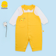 黄色小鸭婴儿连体衣纯棉秋装女宝宝0-18个月长袖哈衣针织可爱爬服