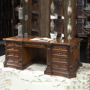 美式古典全实木写字台fine精致高端定制书房，大班台老板桌家用书桌
