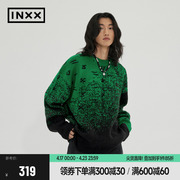 inxxallpick设计感散点渐变针织衫男老花时尚，圆领套头毛衣