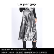 Lapargay纳帕佳2024女装裙子个性时尚休闲中长款风琴褶长半裙