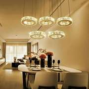 三头餐厅吊灯水晶现代简约五头餐厅灯创意大气，圆形饭厅环形吊灯