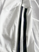 可定制 夏季纯棉白色拼接深蓝色肩部反光条短袖T