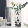 欧式轻奢描金创意玻璃花瓶，透明水养富贵竹，玫瑰花插花瓶摆件客厅大