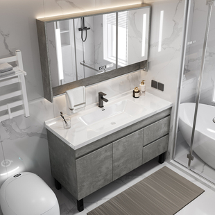 北欧实木浴室柜简约环保，免漆板洗漱台洗手池，卫生间洗脸盆镜柜组合