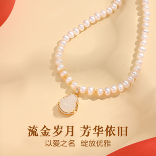 瑞诺珍珠项链妈妈款母亲节礼物天然淡水珍珠锁骨链时尚送婆婆
