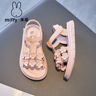 miffy米菲女童露趾凉鞋，2024夏季透气小女孩，公主鞋儿童沙滩鞋