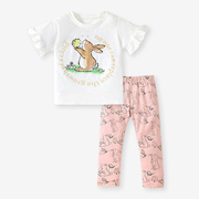 女童白色短袖t恤小兔子打底裤两件套儿童，夏季套装宝宝半袖长裤子2