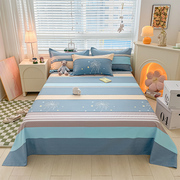 单独床垫透气不起皱纯棉床单加枕套一对现代简约被罩两件防滑款