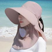 夏季遮阳帽子女士防紫外线采茶帽大檐太阳帽遮脸户外骑车防晒凉帽
