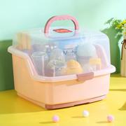 收纳箱婴儿专用奶瓶架，宝宝餐具防尘沥水柜，带盖辅食工具储存置物盒