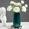 高档陶瓷花瓶水培植物摆件创意北欧简约百合玫瑰花客厅餐桌面竖棱