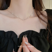 简约珍珠项链女高级设计感小众气质锁骨，链2023颈链配饰