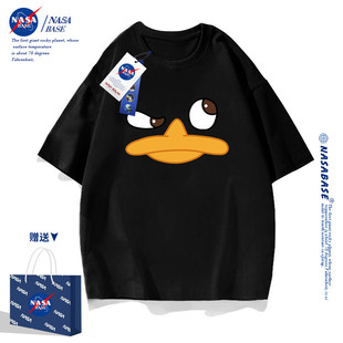 NASA联名个性搞怪短袖t恤男款黑色潮牌2023ins夏季纯棉体恤女