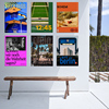 cool 异国风景个性夏日彩色家庭咖啡厅室内艺术 海报组合套装
