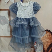迪*n110-160女童短袖，连衣裙夏季小女孩洋气，网纱蛋糕裙中大童