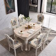 欧式大理石餐桌椅组合小户型实木餐桌圆餐桌多功能折叠桌餐桌家用