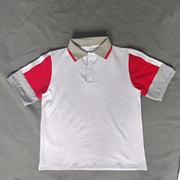 夏季男女同款纯棉短袖，夏季白色拼接红色灰色袖t恤衫polo衫