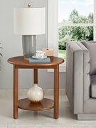 美式沙发小圆桌全实木边几简约小圆几现代客厅角几艺术创意小茶几