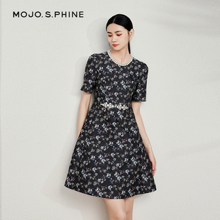 mojo洋桔梗浮雕花千金，小香风连衣裙2024年钉珠，精致高级感女装